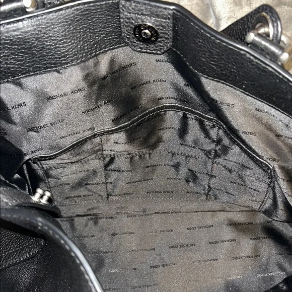 Like New Black Pebbled Leather Michael Kors Hand/Shoulder Bag With Metal Details - Picture 13 of 15